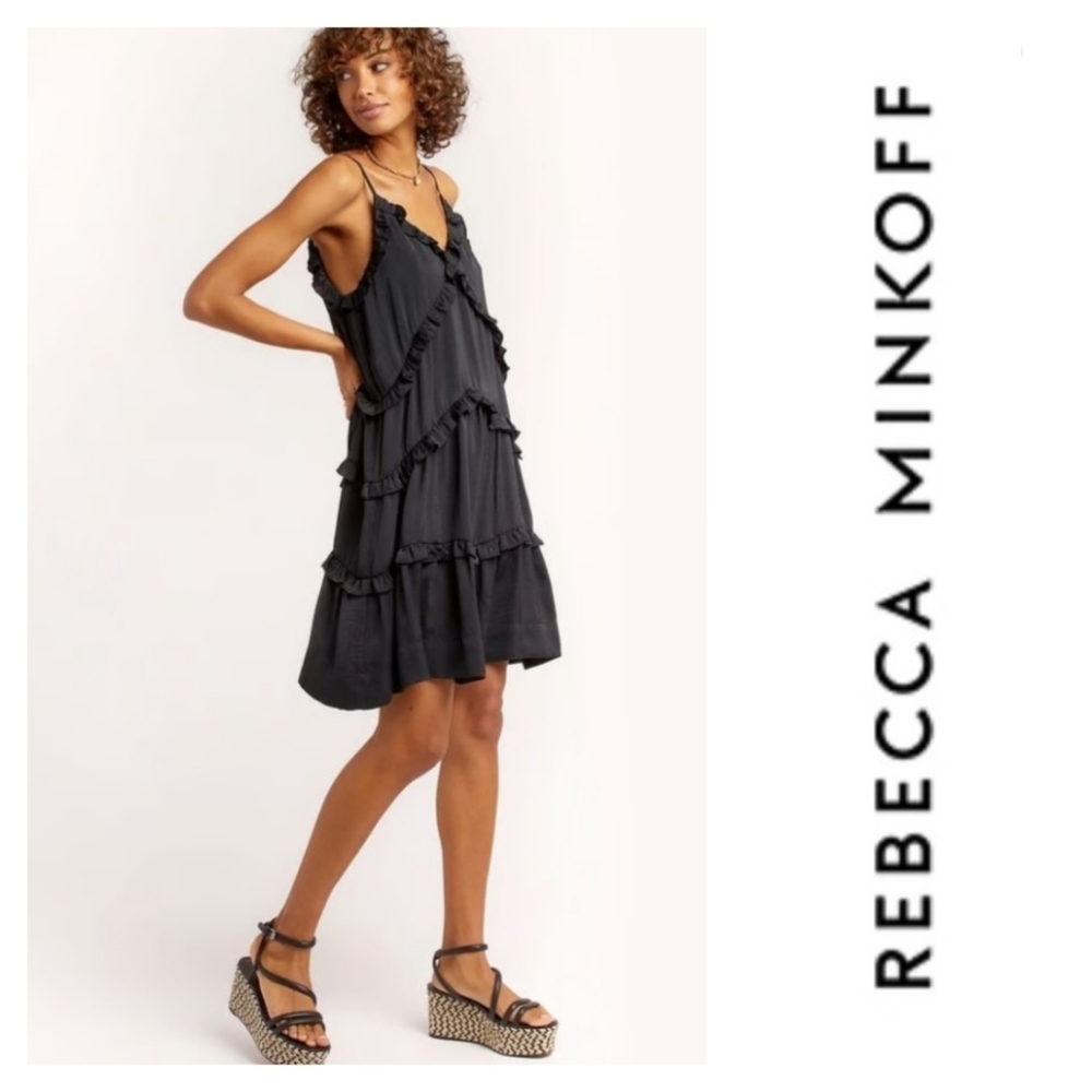Rebecca Minkoff Black Ruffle Sasha Sleeveless Dress Size Large NEW NWT